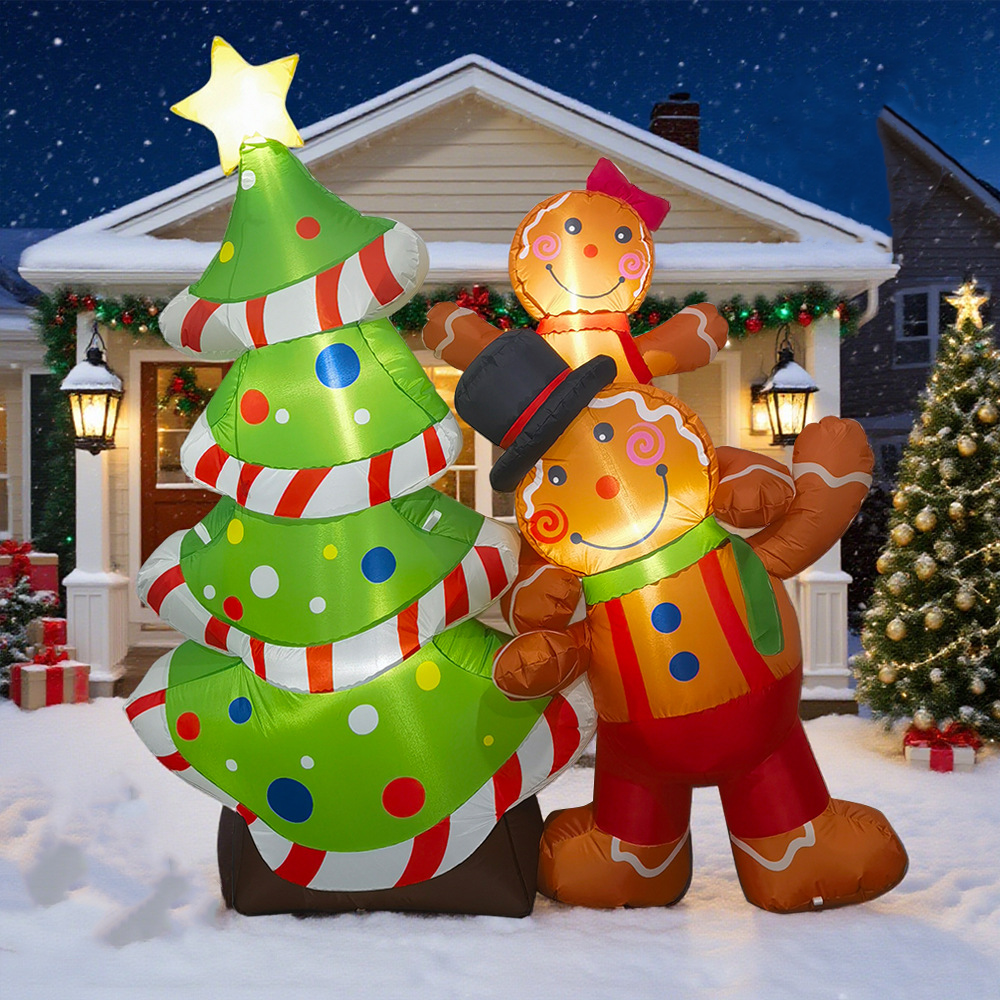 Christmas decorations for the garden: glowing gingerbread snowmen, Santa Claus, Christmas tree, inflatable figures zyc241120