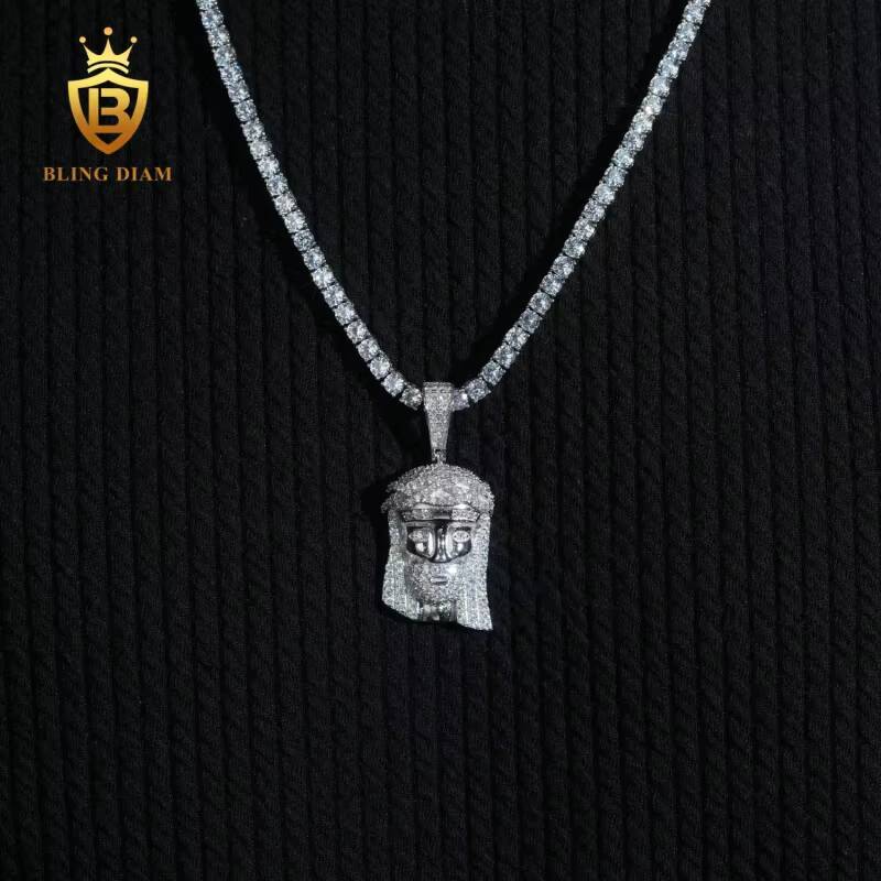 Hip Hop Jewelry Mini Jesus Pendants Gra Certificate Moissanite Iced Out Diamond Charms Pendant 925 Sterling Silver