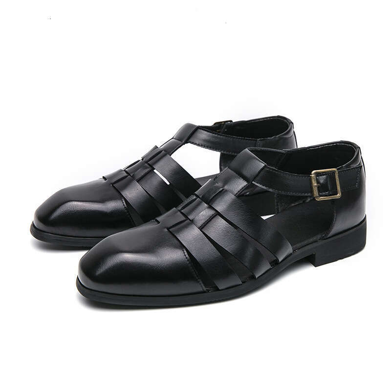 Large Summer New Fashionable Men's Casual Shoes Trendy Breathable Hollow Leather Sandals