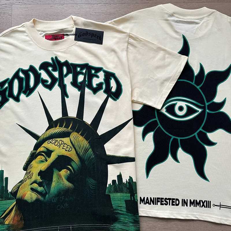 Summer Godspeed T-shirt Men Women Hip Hop Print Vintage O-Neck Short Sleeve GOD SPEED Top Tee Cotton Shirts X250403