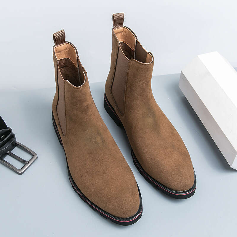 2024 Shoes Large Size New Chelsea Fashion Trend Boots Men's Leather