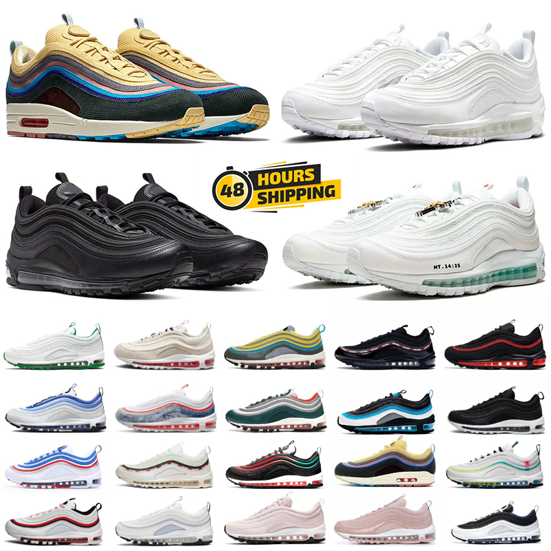 97s Men Running Shoes Jesus Satan Triple White Black Reflective Bred Sean Wotherspoon Red Volt Mens Womens Trainers Outdoor Sports Sneakers 36-45