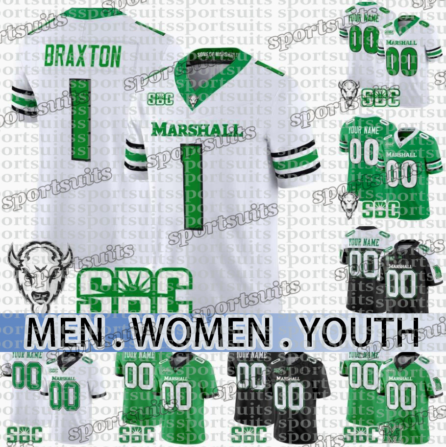 2025 Custom S-3XL Marshall Thundering Herd College Football Jersey 1 Braylon Braxton 11 Stone Earle 5 AJ Turner 16 Christian Fitzpatrick Randy Moss Stitched Jerseys