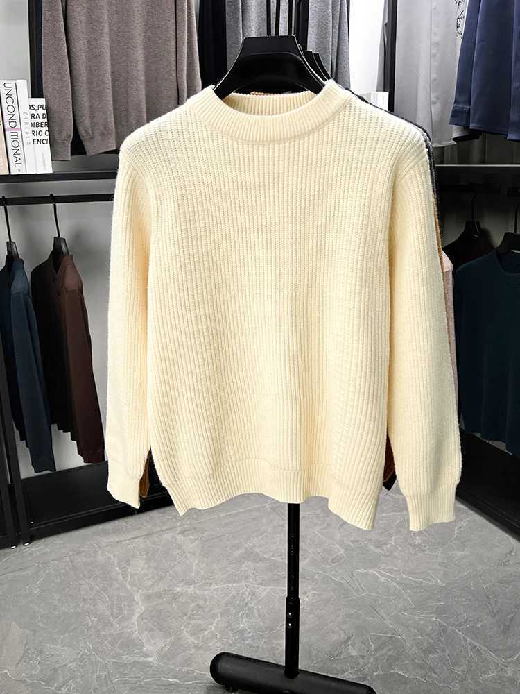 Premium solid color round neck knitted sweater men high-quality thicken warm autumn winter fashion soft comfort casual pulloverT251103