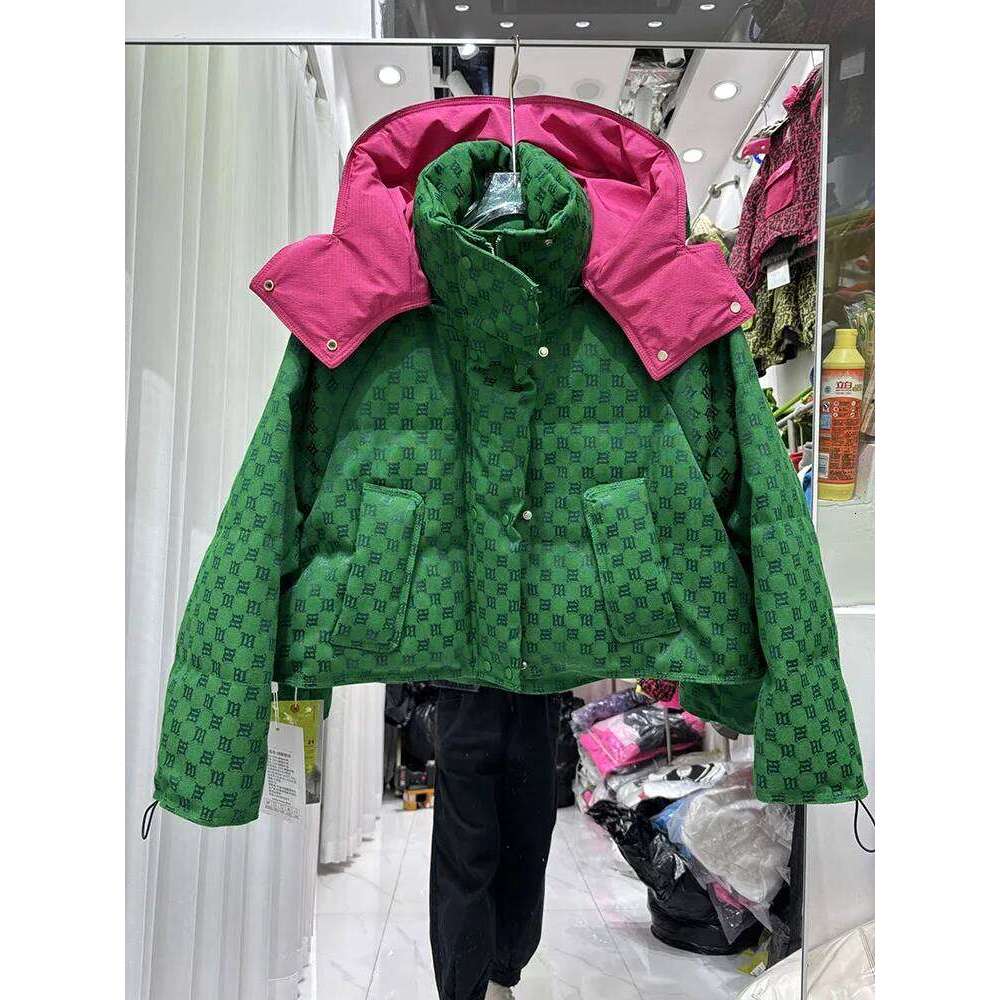 New Winter Women's Short Hooded European Style Fashion Letter Jacquard White Duck Down Bread Jacket Coat