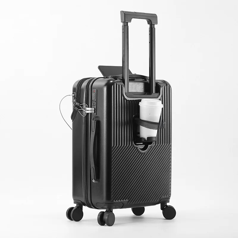 2024 New Durable Lage Sets Suitcase Front Open TSA Lock USB Slient Spinner Wheel Charging Men Carry-On Travel 20/22/24/26