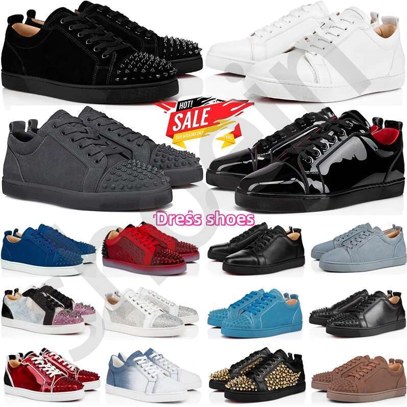 2025 Red bottomshoes men women designer dress shoes casual sneakers Glitter Grey Leather Suede Fashion Spikes Luxury classic Office Career Wedding Trainers 36