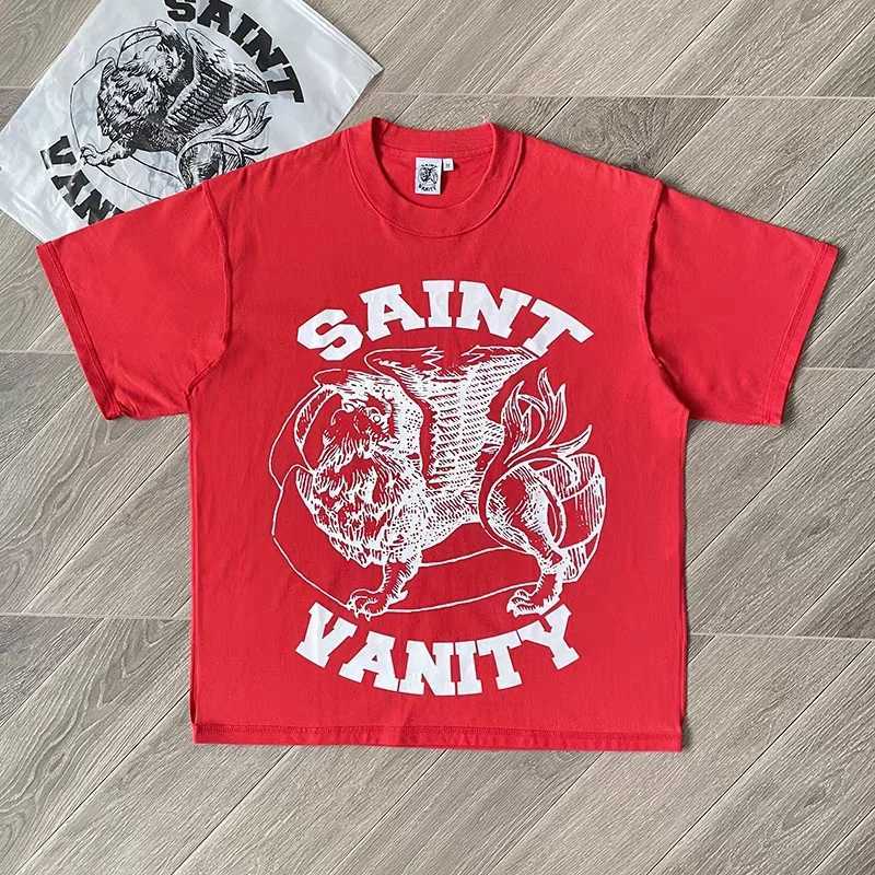Fashionable casual printed Saint T-shirt with loose round neck graphic t shirts X250403