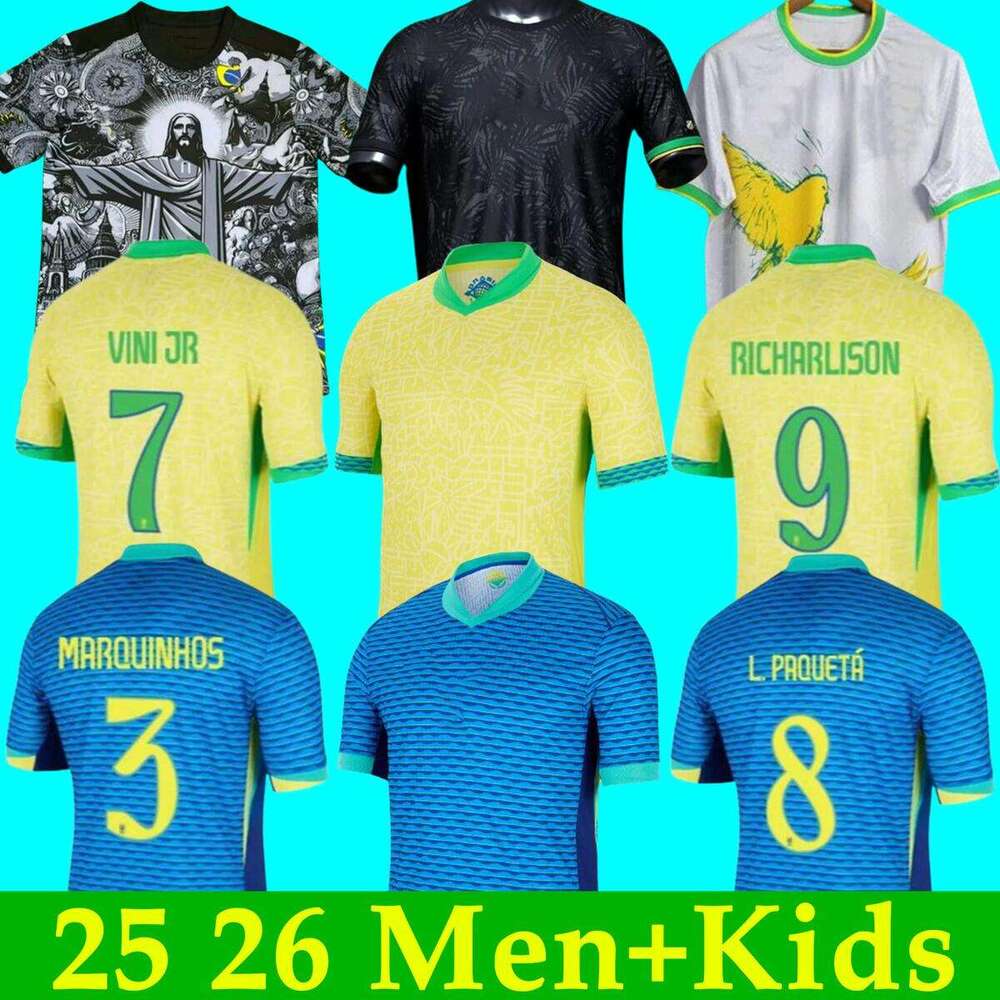 25 26 BRAZILS 2024 2025 soccer jerseys Camiseta de futbol PAQUETA RAPHINHA football shirt maillots MARQUINHOS VINI JR brasil RICHARLISON MEN KIDS WOMAN
