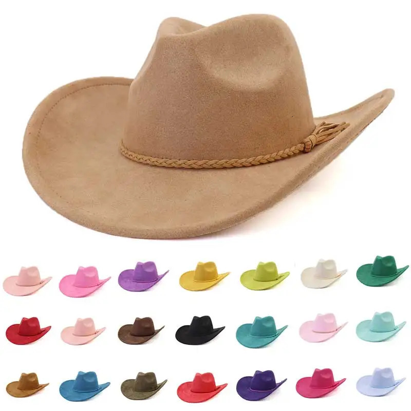 Vegan suede cowboy hat jazz panama unisex womens wide brim 251031