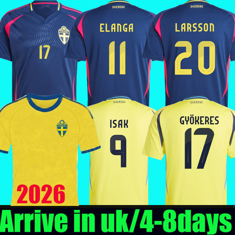 2025 2026 Sweden soccer Jerseys 26 27 isak Gyokeres Elanga Bergvall Nygren Larsson uniform home away Football Shirt