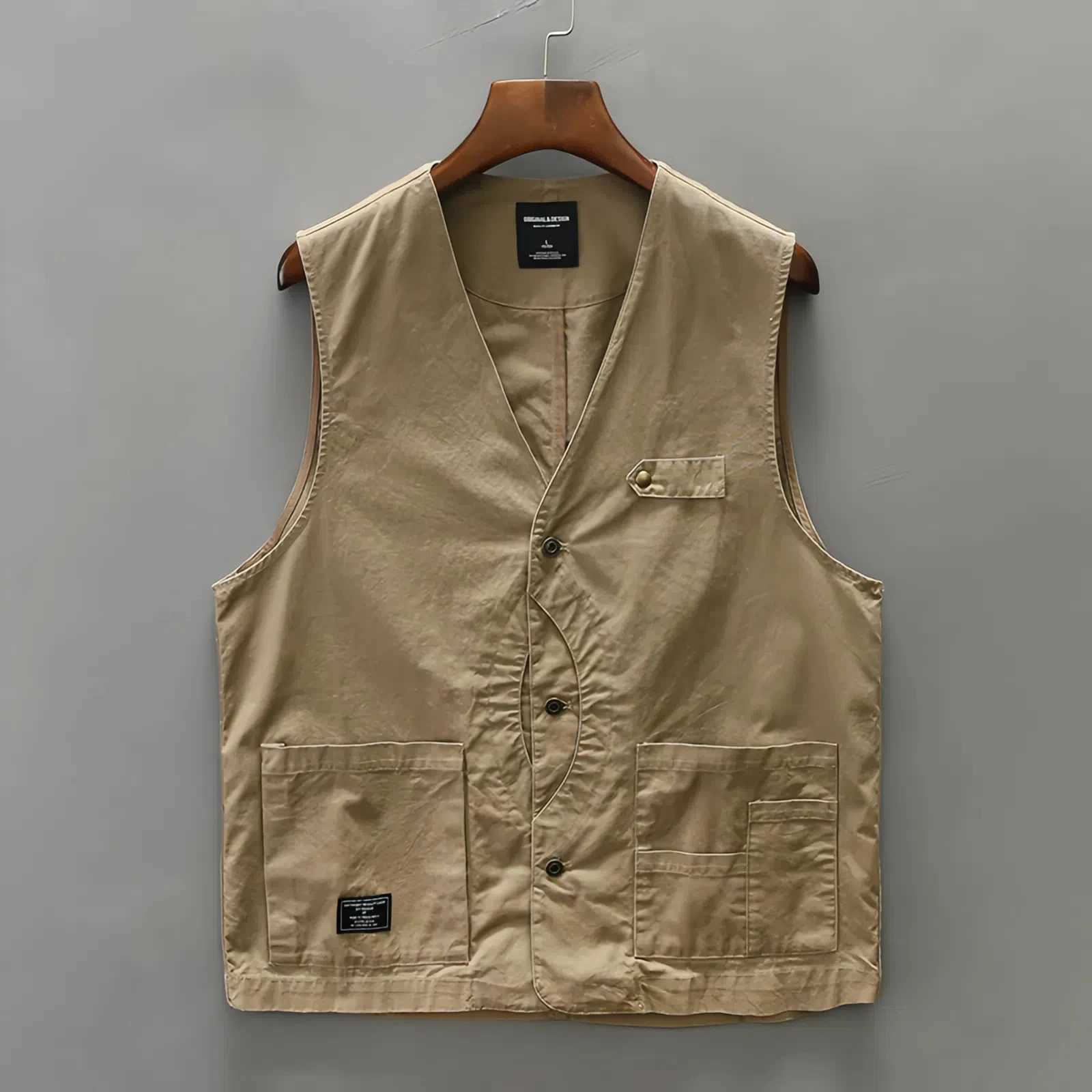 100% cotton sleeveless American cargo vest fall sports vest coat X250403