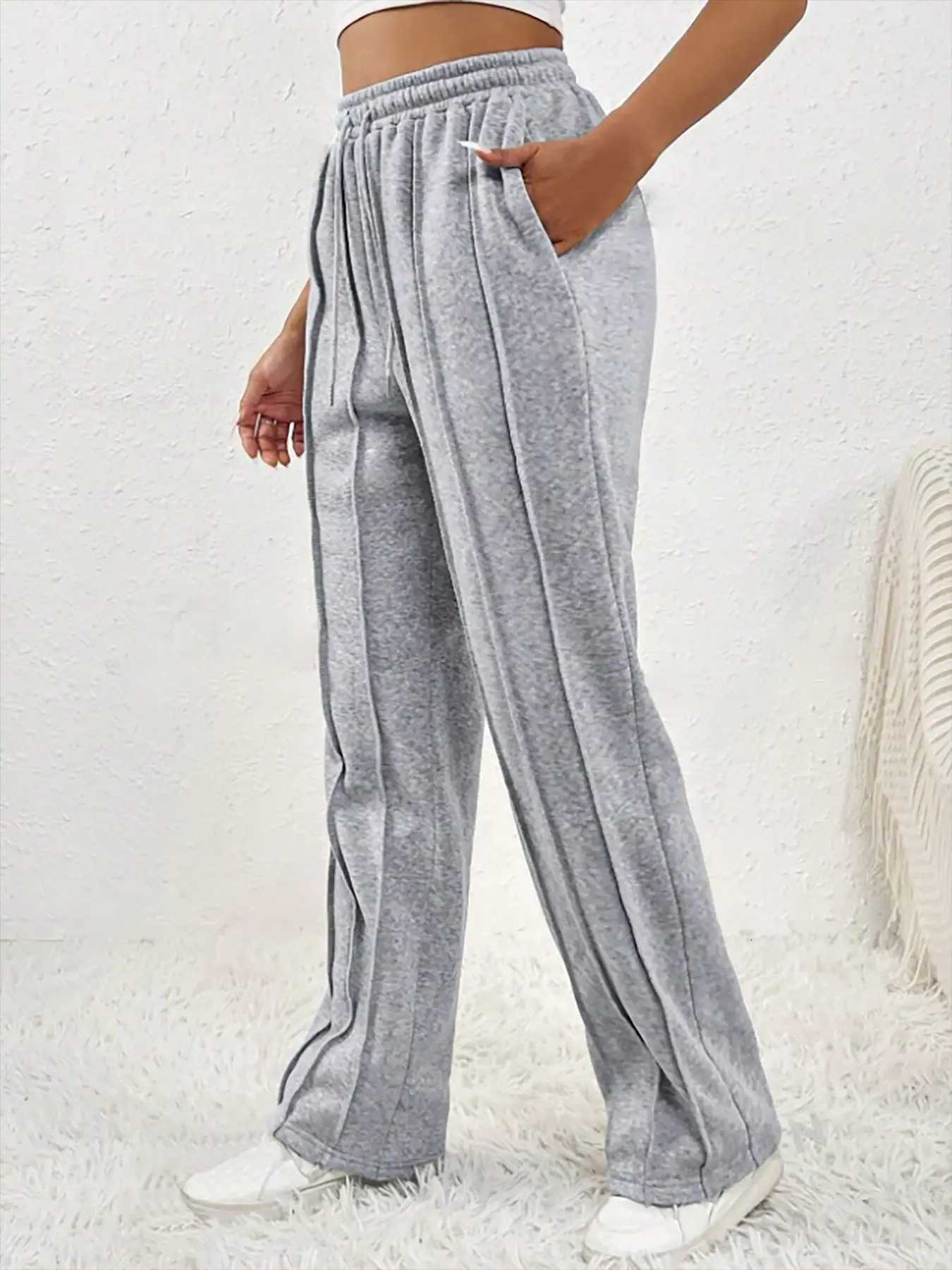 European and American womens casual fashion sweatpants with drawstring vertical stripes straight leg sports pants for womenT251103