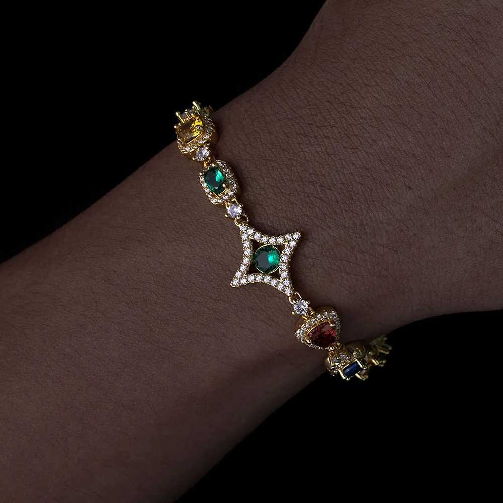 New Promotion Cute Color Bracelet Charm Women 18k Gold Plated Three Color Diamond CZ Bracelet Hip Hop Jewelry Y250329