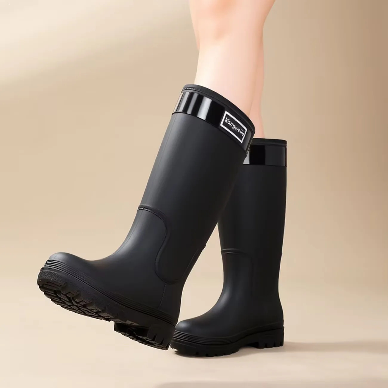Womens Highcylinder Rain Boots Stylish for Outdoor Wear Thicksoled Water Shoes Waterproof Galoshes Camping Long Boots 251030 - view 4