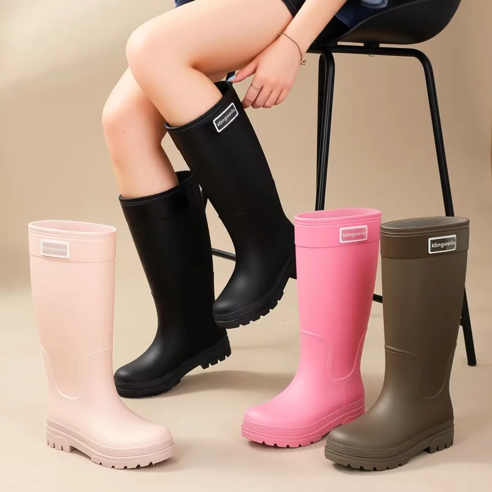 Womens Highcylinder Rain Boots Stylish for Outdoor Wear Thicksoled Water Shoes Waterproof Galoshes Camping Long Boots 251030 - view 7