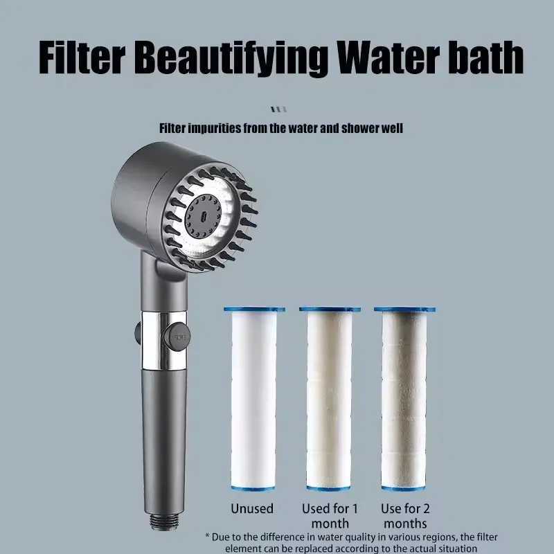 New 3 Speed High Pressure Shower Adjustable Shower Filter With Massage B One-Key Stop Shower Bathro Accessories Y251103