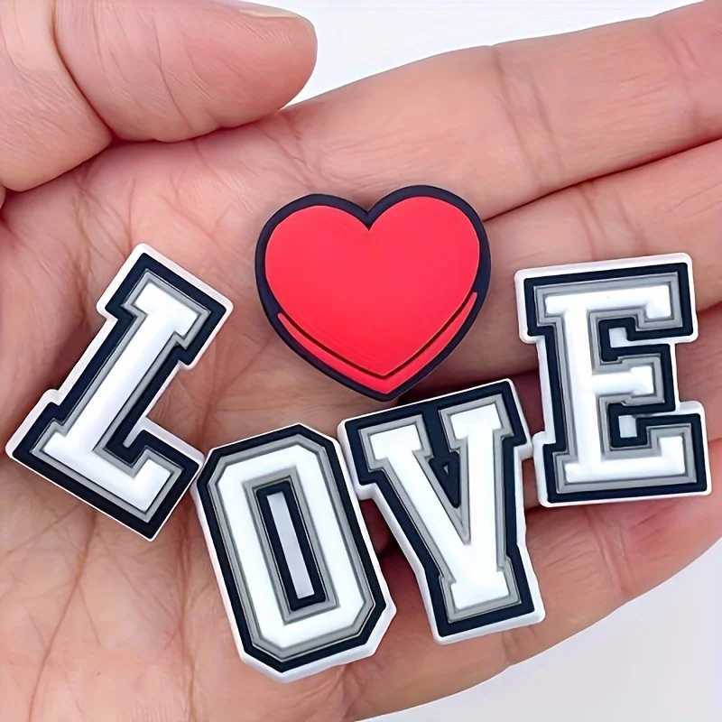 1 piece of black and white letter shoe charm PVC shoe accessories for crocodiles wristbands sliders DIY accessories used for holiday parties Z250402