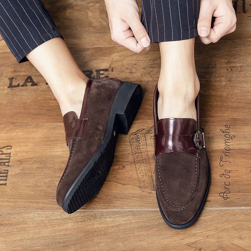 Large size, low fit, one foot lazy seasonal trend pointed leather shoes, outdoor solid color men's shoes