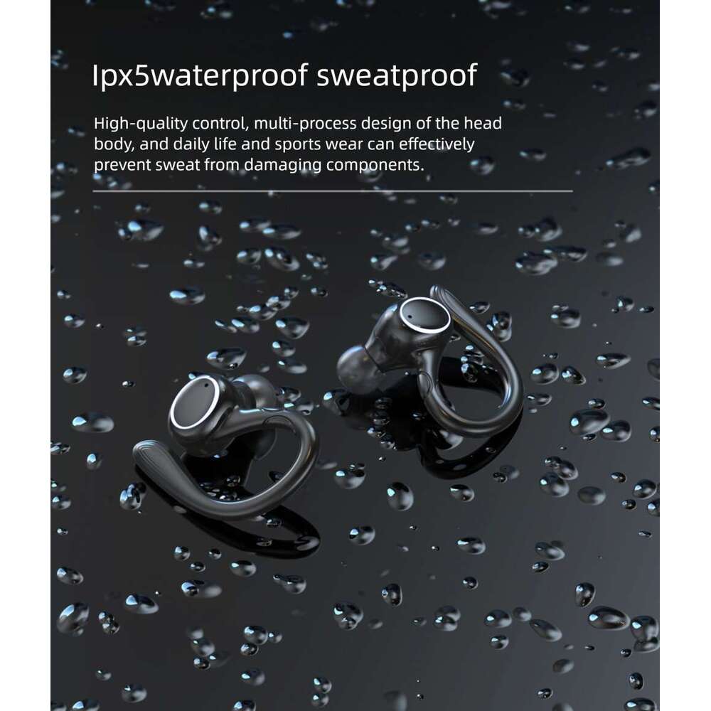 Famous Brand I Sports Bluetooth TWS Ear Hook Digital Display Noise Cancelling Smart Touch Control True Wireless Earphones
