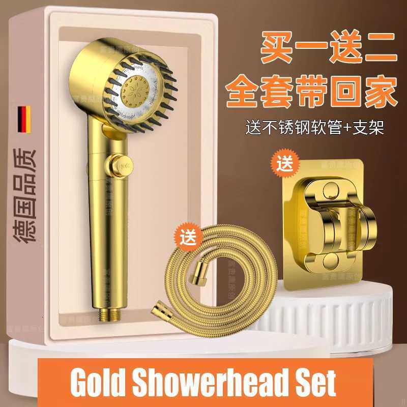 Golden Massage Spa Pressuri Shower 3 Modes High Pressure Filter Rainfall Shower OneKey Stop Sprayer Bathro Accessorie Y251103