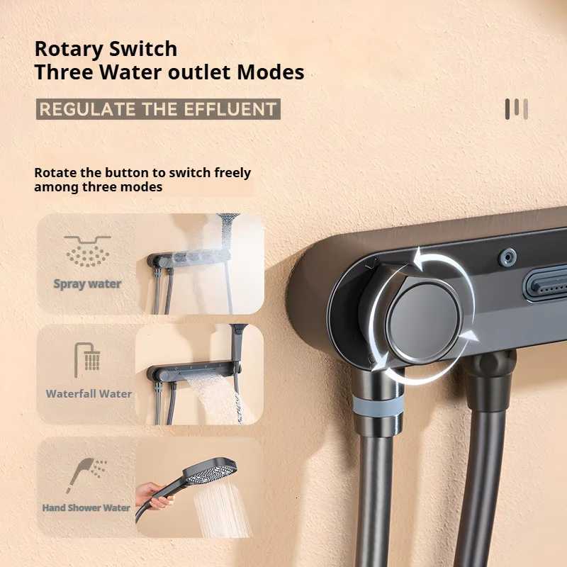 High Pressure Shower Set Big Panel 3 Modes Water Saving Shower with One-key Stop Rainfall Spray Bathro Accessories Y251103