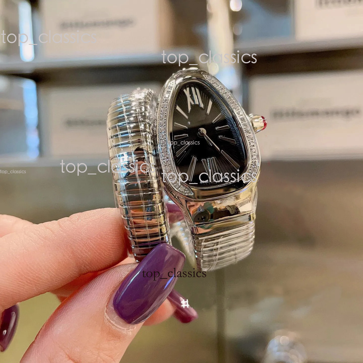 Designer Serpentine Watch Titanium Diamond Steel Design High Quality Snake Watches Metal Winding Design Bulgariserpenti Watch For Woman Girls Christmas Gift 73c