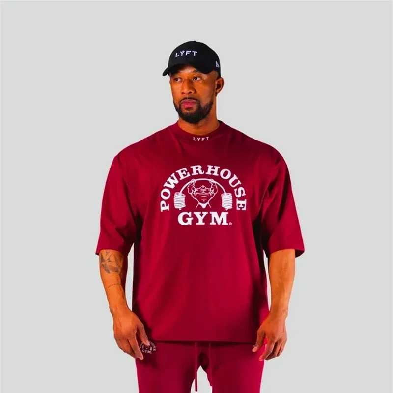 LYFT JOINT Oversize Loose Casual Fitness Shirt Gym Bodybuilding Running T-shirts Summer Cotton Short Sleeve Workout Sports Tees X250403