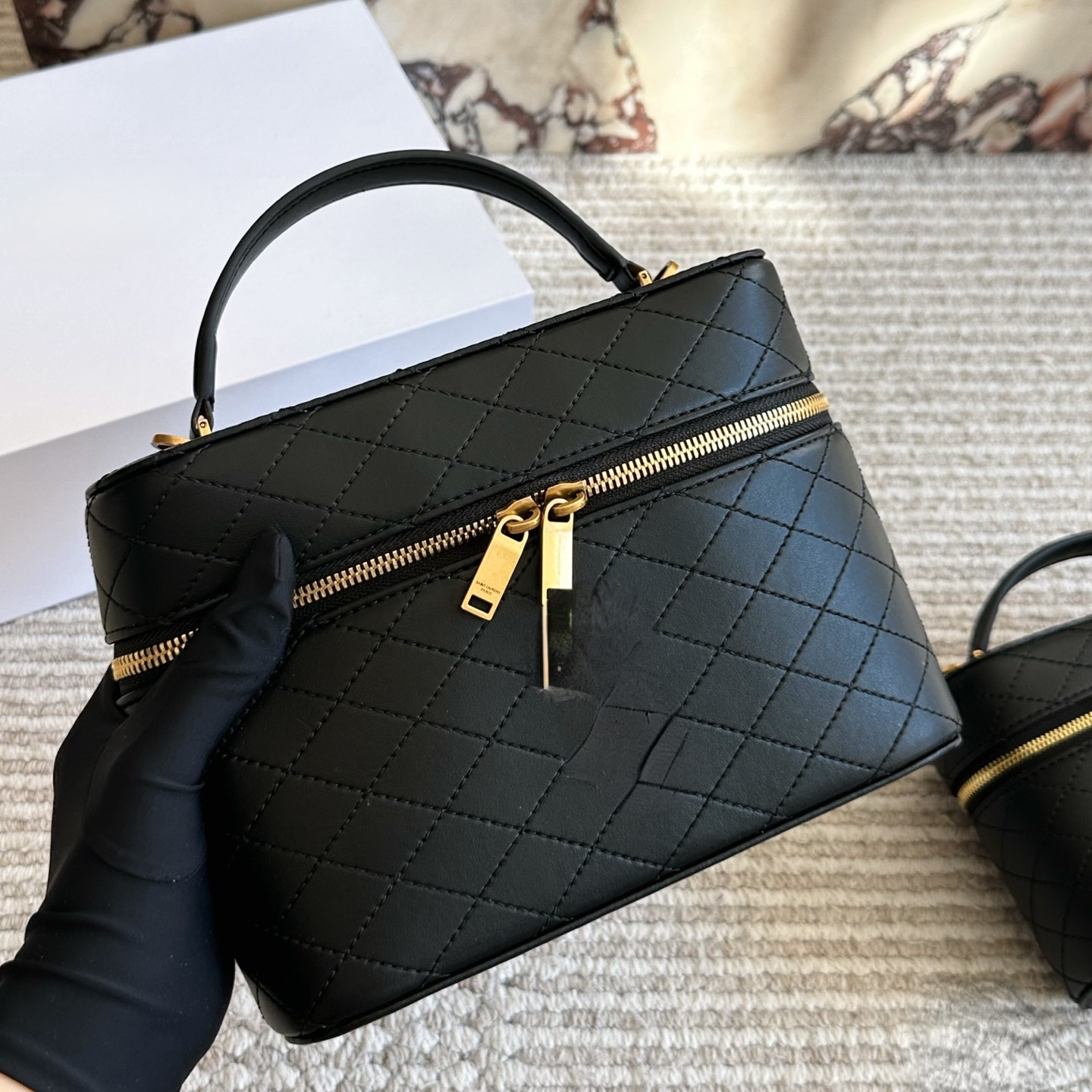 New genuine leather diamond-shaped box bag, hand-held, shoulder, crossbody women's bag, mini cosmetic bag