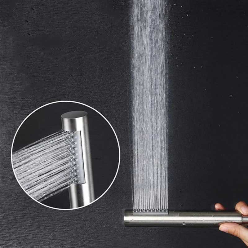 Stainless Steel Cylindrical Handheld Booster Shower Hotel He Bathro Universal Shower Set Y251103