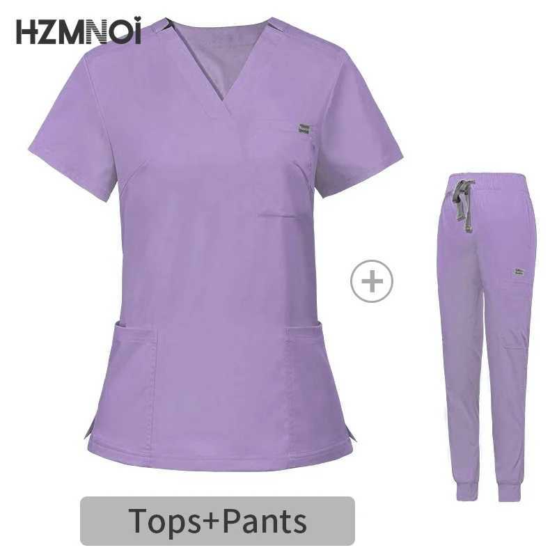 HZMNOI Short Sleeve Nurse Dress Uniform Stylish Female Womens Tie Up Medical Scrubs Nurse Uniform Medical Spa Women Uniforms J251103