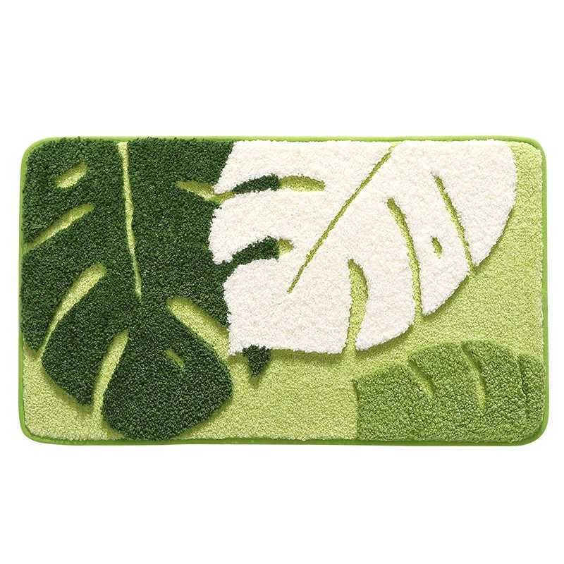 Imitation Cashmere Plant Flower Water Absorbing Entrance Mat Leaf Green Plant Bathroom Carpet Anti Slip Floor Mat C251103