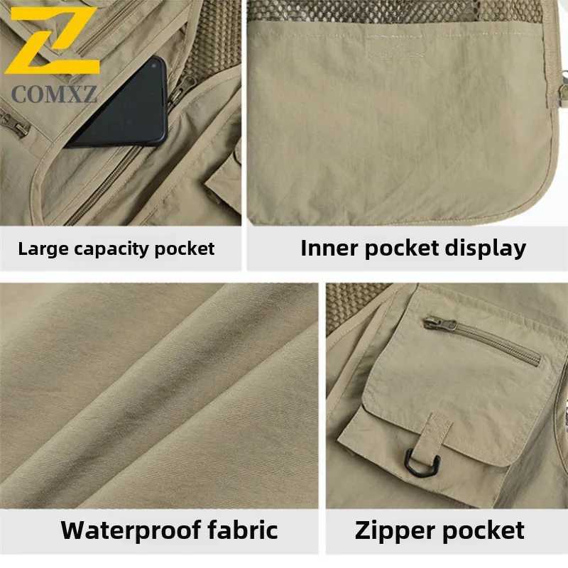 New Summer Outdoor Mens Vest Fashion Thin Mesh Breathable Sleeveless Work Jacket Casual Reporter Photographer Multi-Pocket Vest X250403
