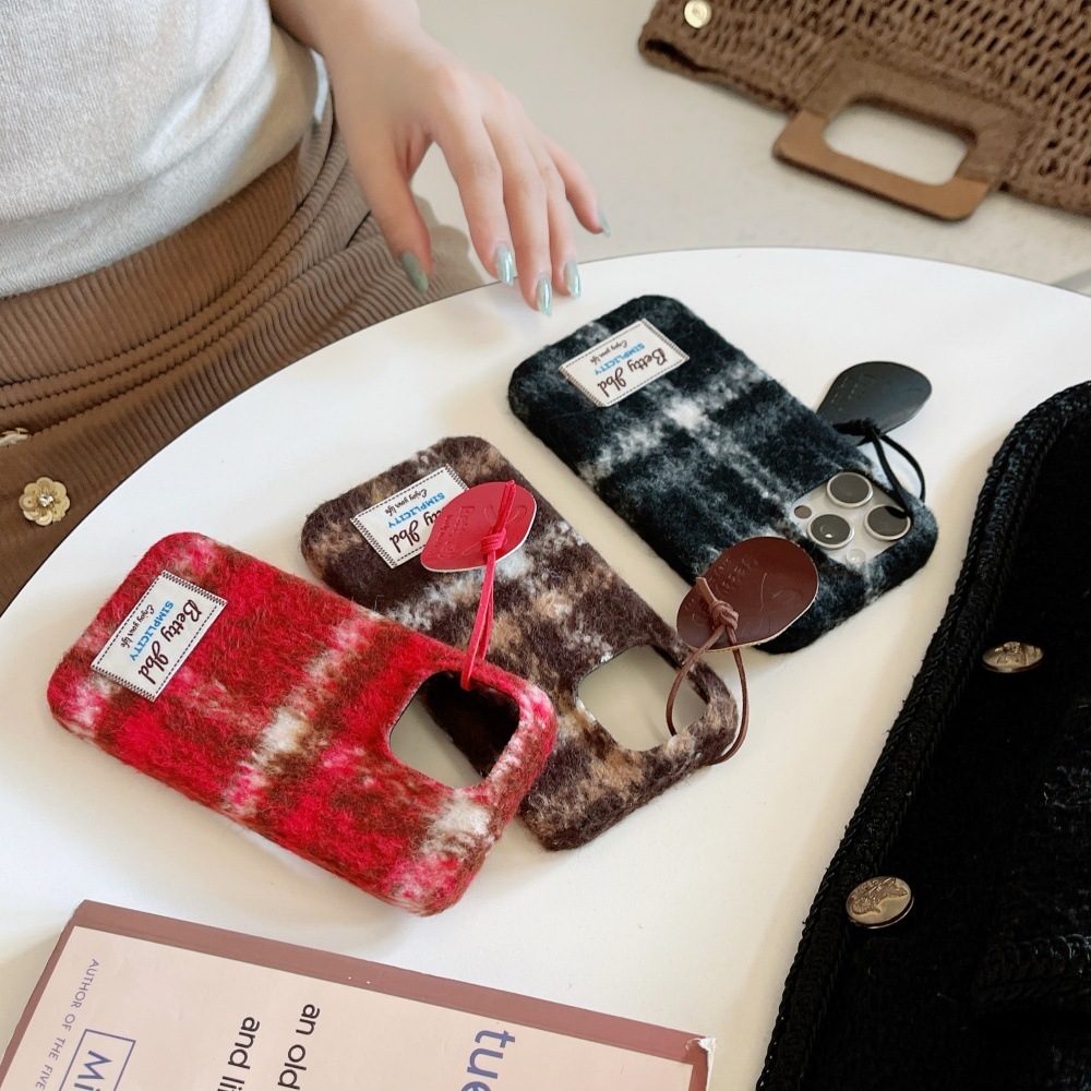 Plush Color-Block Simple Phone Case Compatible with iPhone 17/16 Pro Max Niche Anti-Drop iPhone 15/14 Pro