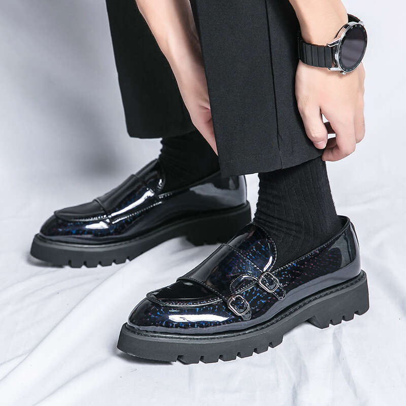 2024 shoes in plus size, new casual leather fashionable men's set shoes, trendy British style hair