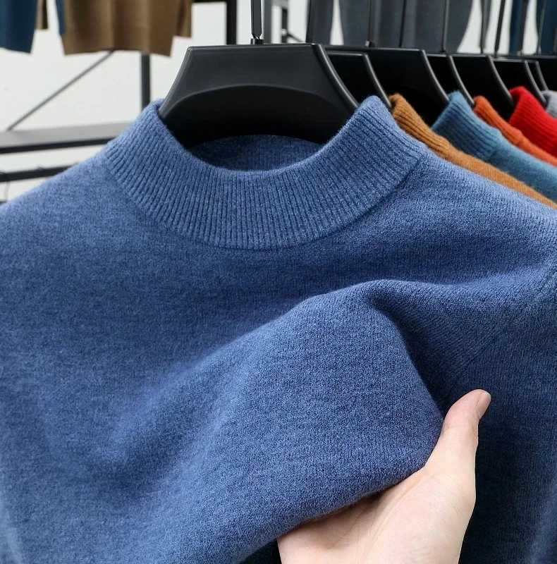 Mens Crew Neck Cashmere Pullover for Men Clothes Black Sweater Winter Warm Sweater Middle Aged Spring Casual Tops to Father GiftT251103