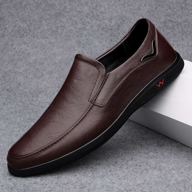 Large size bean fashionable business lazy Korean version casual hooded leather driving shoes, men's shoes