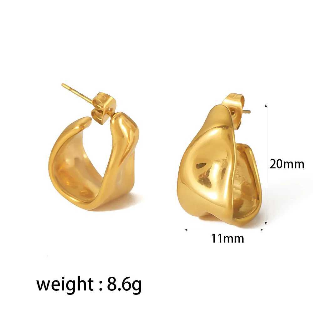 Trends Irregular Geometric Shape Creole Stud Earrings Gold Color Stainless Steel Unusual Earrings For Woman Ear Creoles YMXE120 C251103