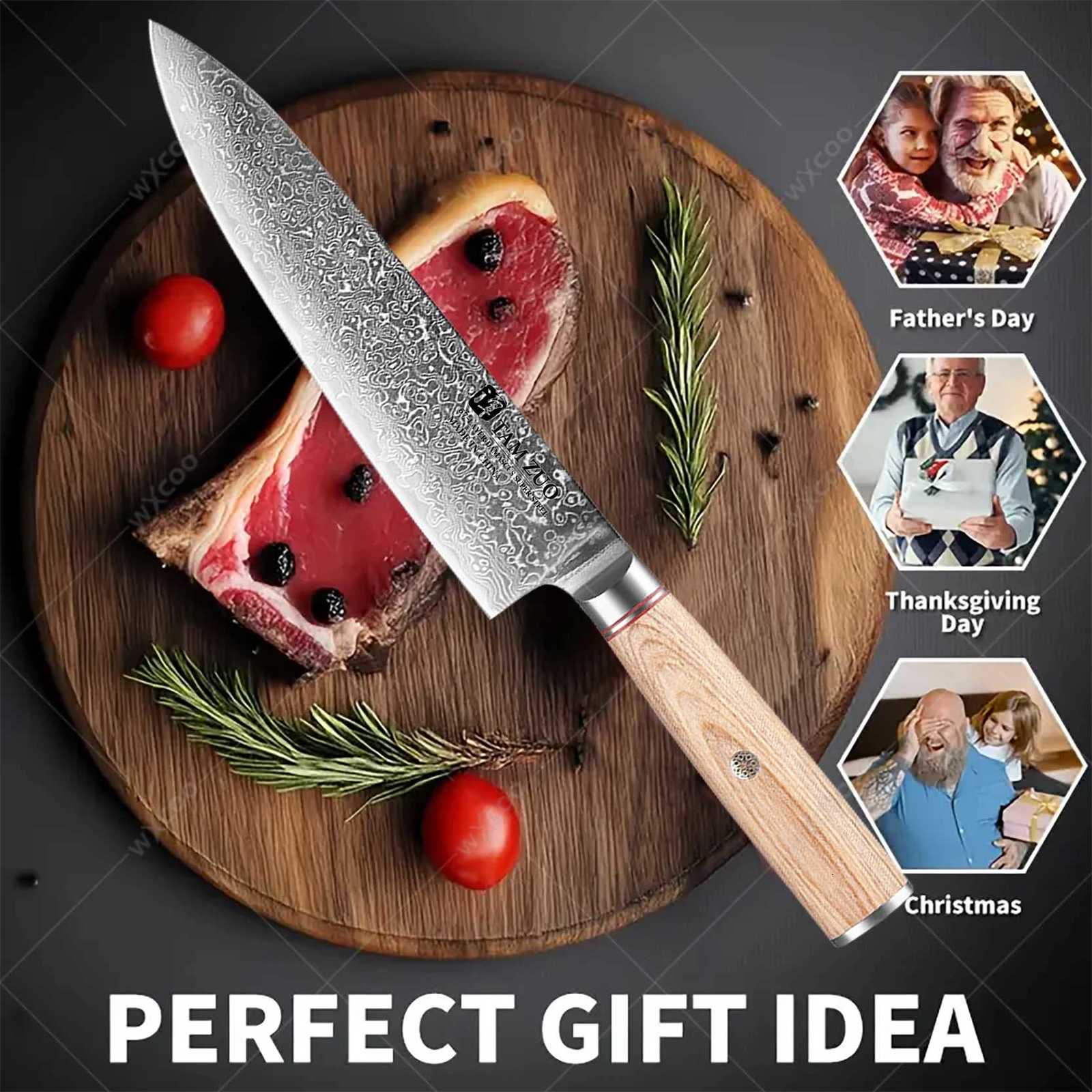 Kitchen knives 78 Inch Kitchen Meat Clr Damascus Steel Kiritsuke Kitchen Chef Knives Japanese Kitchen Slicing Knife with Gift Box Y251103