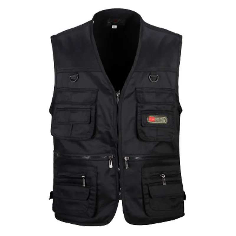 Mens Fishing Photography Multi-Pocket Vest Outdoor Tactical Mountaineering Sports Vest Solid Color Breathable Sleeveless Jacket X2504035
