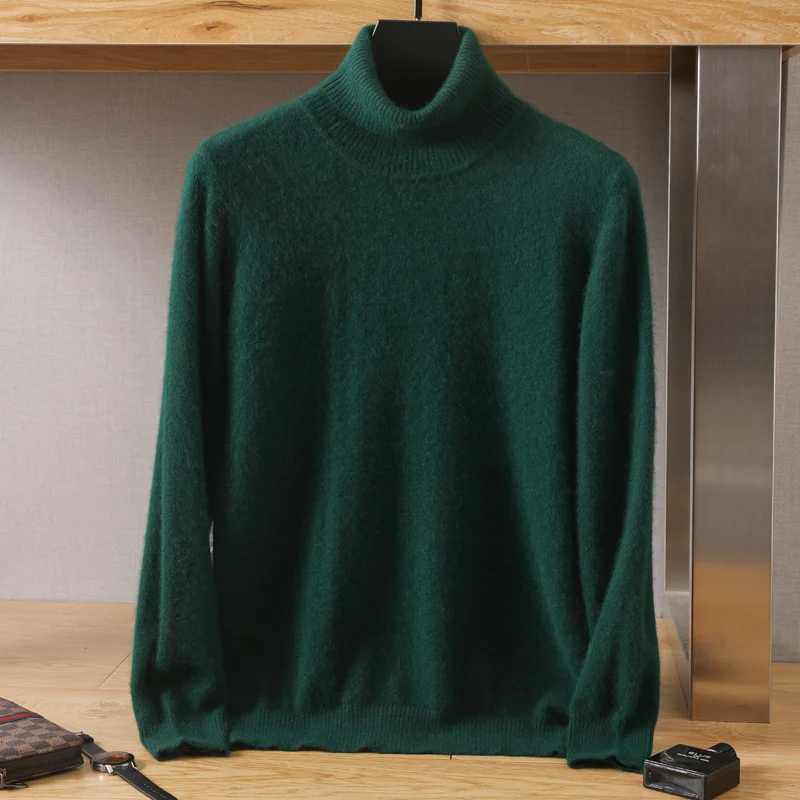 Mens Turtleneck 100 Mink Cashmere Sweater Men 2025 Autumn and Winter Large Size Loose Knitted Sweater Keep Warm Top Men JumperT251103