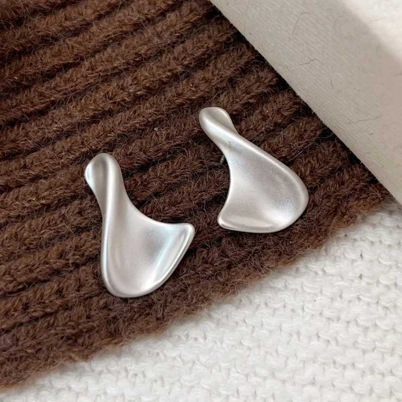 Real 925 Sterling Silver Distorted Irregular Geometric 18K Stud Earrings for Women Trendy Fine Jewelry Minimalist Accessories C251103