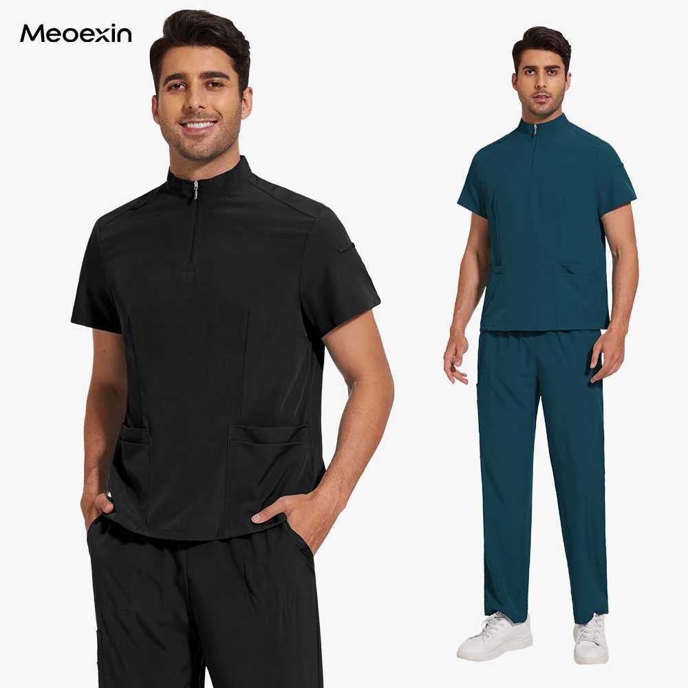 Black Scrub Uniform Nurse Hospital Men Medical Uniforms Scrubs Nursing Set Clinic Spa and Beauty Salon Women Scrub Set J251103