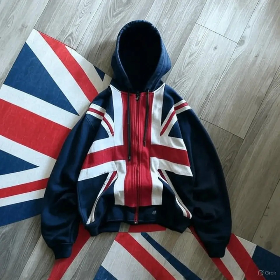 Streetwear Vintage Union Jack Zip Hoodies Y2K Clothing Mens Womens Striped Oversized Hoodies Sweatshirts Casual Jackets 251030