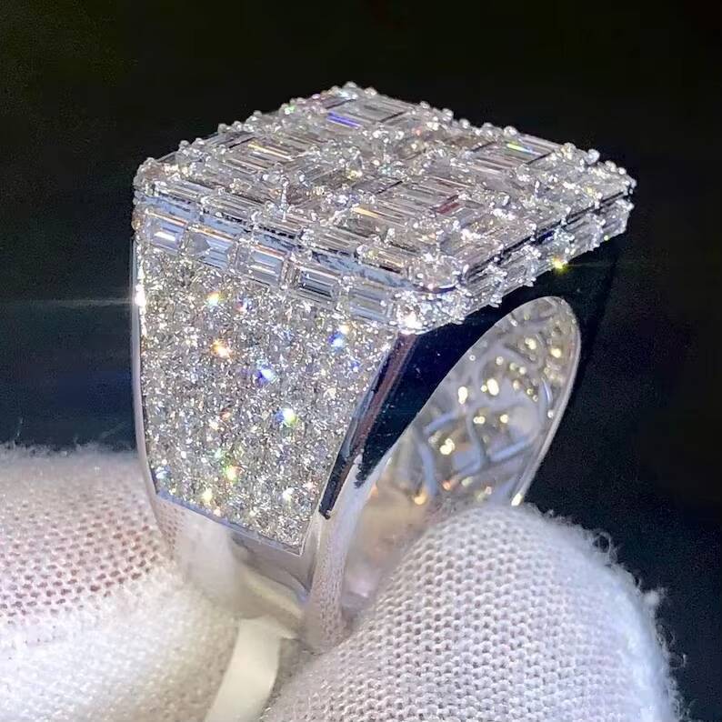 Iced Out Jewelry Hip Hop Ring 925 Sterling Silver Full Diamond Custom Moissanite Ring Men - view 3