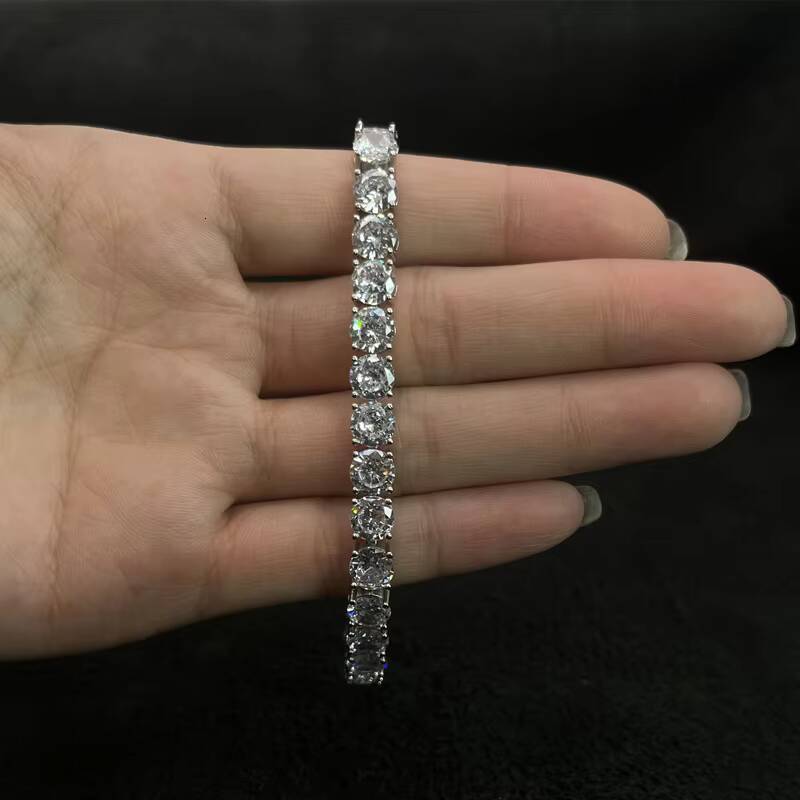 Europe and America 4mm Highend Quality Hip Hop Jewelry Silver Inlay Moissanite Tennis Bracelet