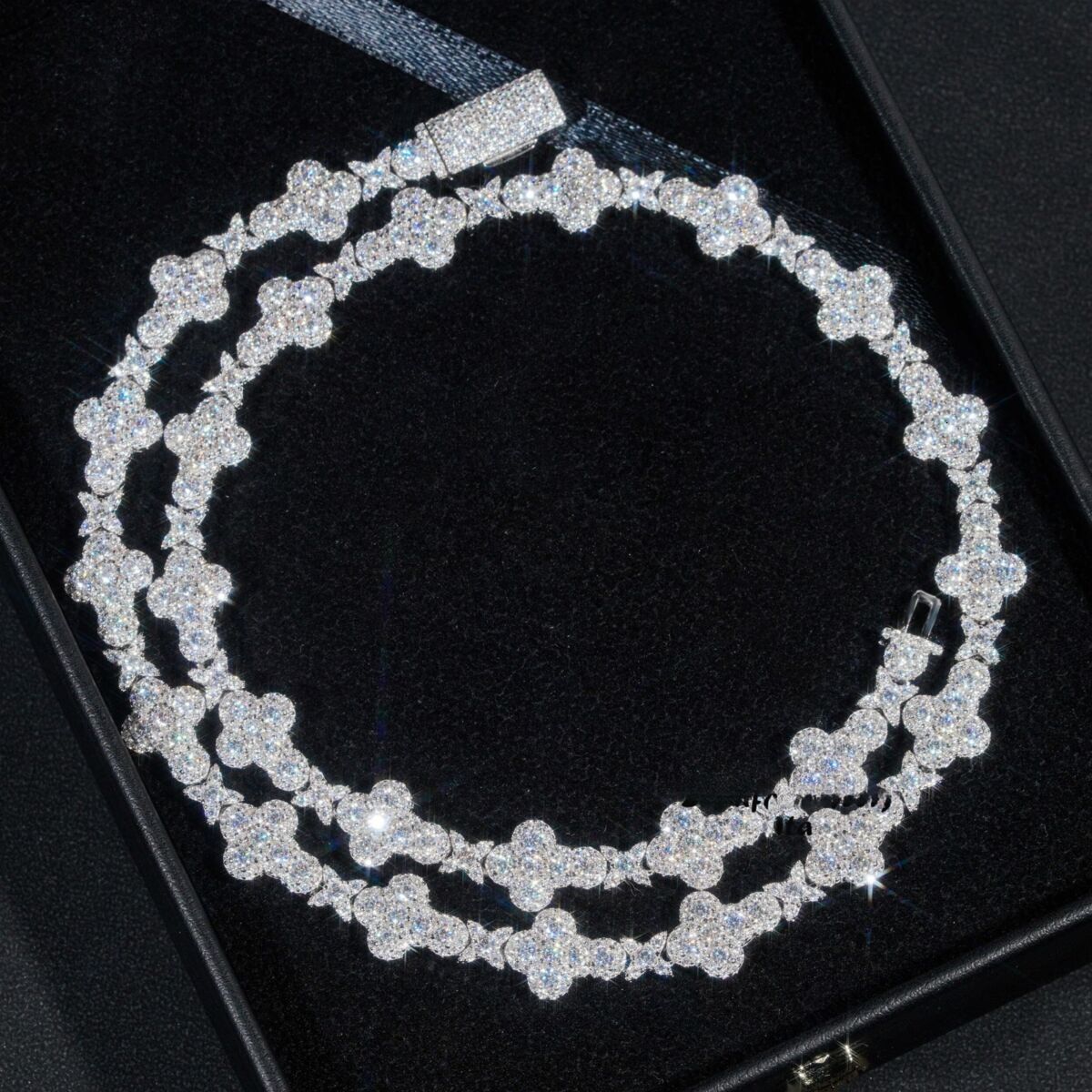 moissanite chain necklace Tennis Necklace Moissanite Dia Sterg Sier 10mm Cross Star Men and women Cuban k Chain