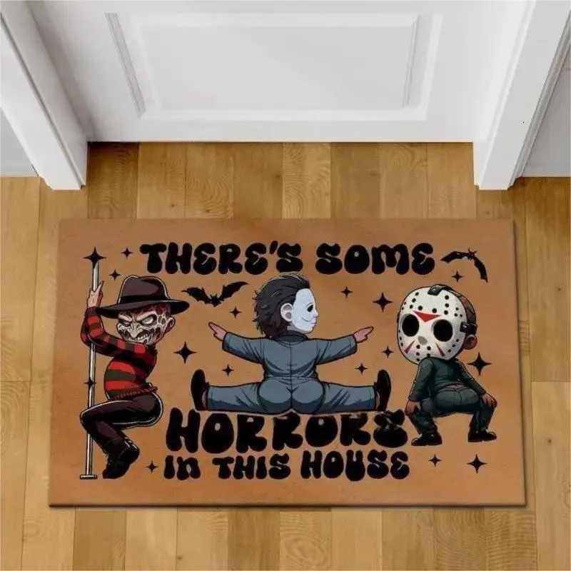 Horror Clown Movie Characters Rug Blood Splatter Pumpkin Print Carpet Mat Non-Slip Home Decoration Indoor Halloween Floor Mats C251103