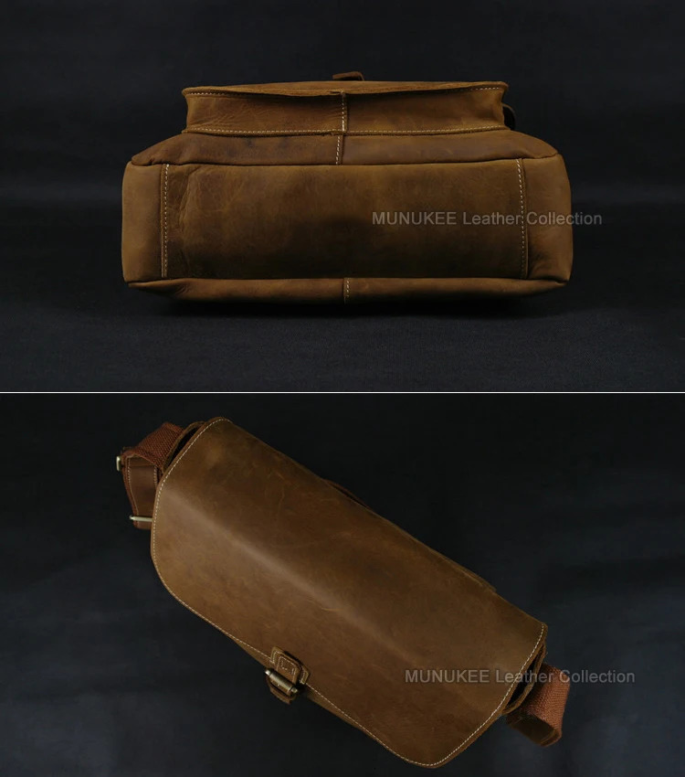 Vintage Mens Crazy Horse Leather Messenger Bag Genuine Shoulder Crossbody Sling Casual Brown Free ship 223 y251110