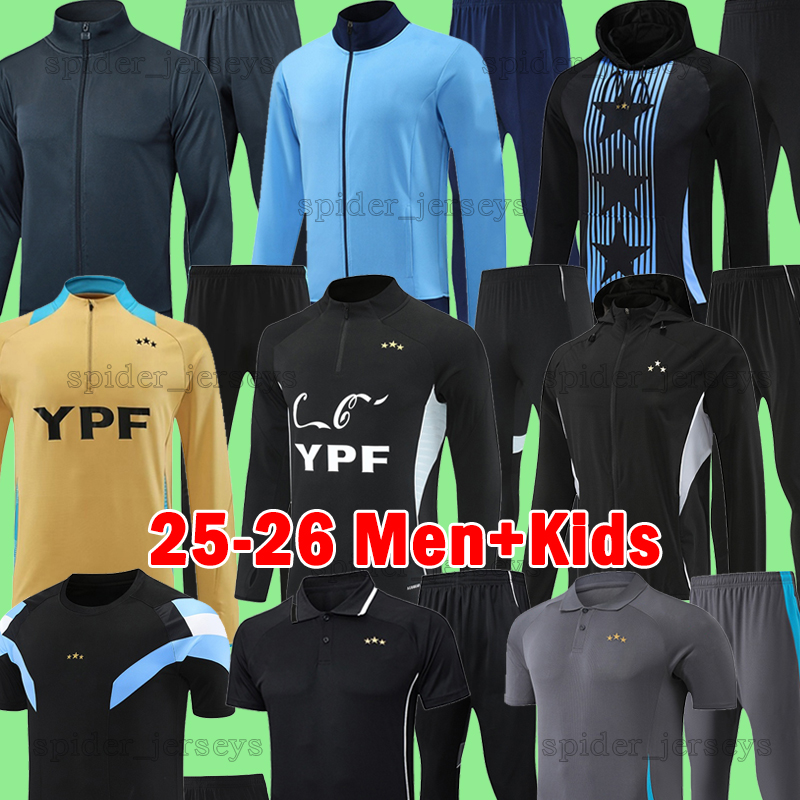 2025 Argentina national football team MESSI Tracksuits TAGLIAFICO DE PAUL Football Shirts 25 26 Long sleeves Training Polo Vest Soccer Sets Men Jerseys kids kits set